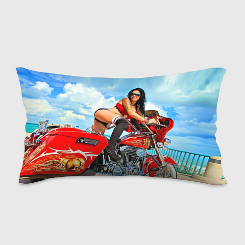 Подушка-антистресс Sexy girl on red bike / 3D-принт – фото 1