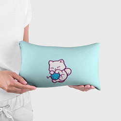 Подушка-антистресс Белый котенок с клубком милый, цвет: 3D-принт — фото 2