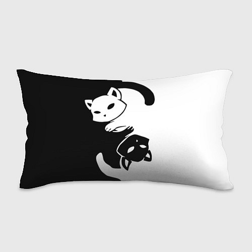 Подушка-антистресс Черный и белый кот кувыркаются / 3D-принт – фото 1