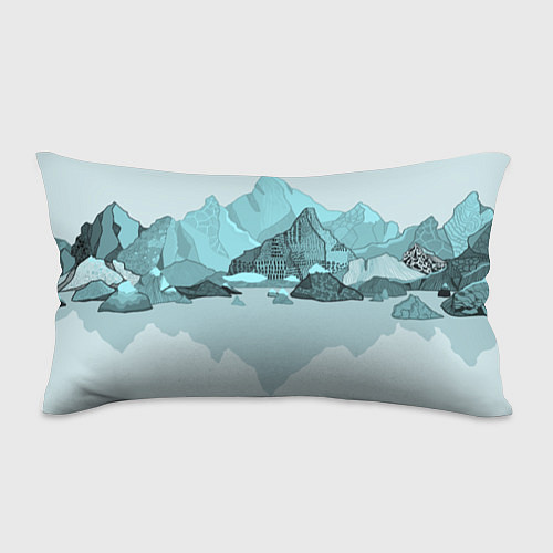 Подушка-антистресс Голубой горный пейзаж с темно-серыми тенями / 3D-принт – фото 1