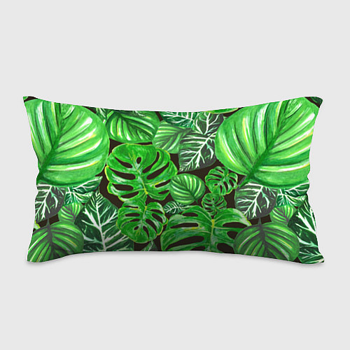 Подушка-антистресс Тропические листья на темном фоне / 3D-принт – фото 1