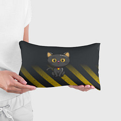 Подушка-антистресс Черный кот желтые полосы, цвет: 3D-принт — фото 2