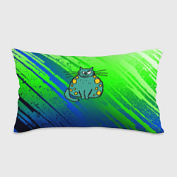 Подушка-антистресс Прикольный зеленый кот, цвет: 3D-принт