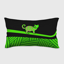 Подушка-антистресс Зеленый полосатый кот, цвет: 3D-принт