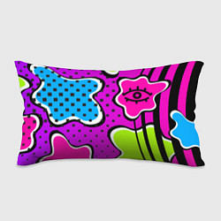 Подушка-антистресс Яркий абстрактный узор в стиле 90х, неоновые цвета, цвет: 3D-принт