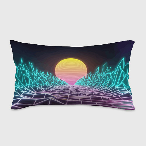 Подушка-антистресс Vaporwave Закат солнца в горах Neon / 3D-принт – фото 1