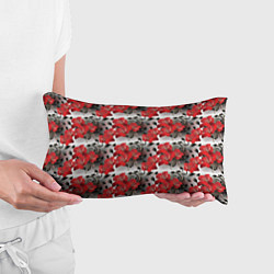 Подушка-антистресс Красные абстрактные цветы, цвет: 3D-принт — фото 2