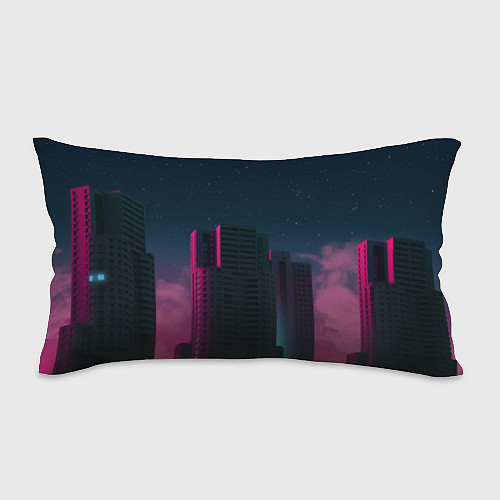 Подушка-антистресс Неоновые небоскрёбы - Розовый / 3D-принт – фото 1