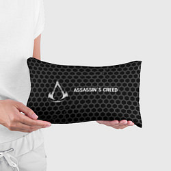Подушка-антистресс Assassins Creed Logo Glitch на темном фоне, цвет: 3D-принт — фото 2
