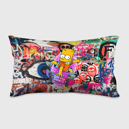 Подушка-антистресс Скейтбордист Барт Симпсон на фоне стены с граффити / 3D-принт – фото 1