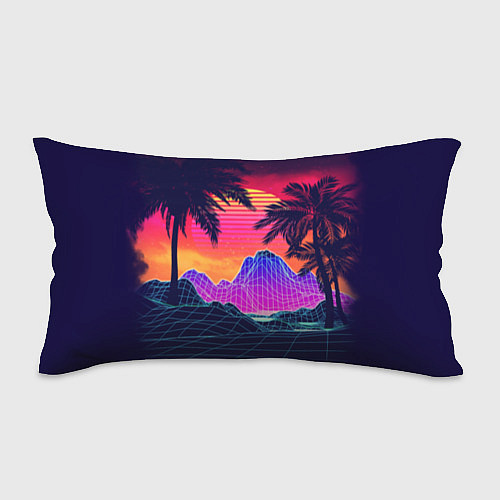 Подушка-антистресс Тропический остров с пальмами ретро иллюстрация / 3D-принт – фото 1