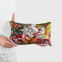 Подушка-антистресс Котенок в новогодней шапочке, цвет: 3D-принт — фото 2
