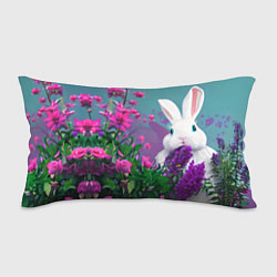Подушка-антистресс Голубоглазый кролик в цветах, цвет: 3D-принт