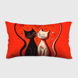 Подушка-антистресс Влюблённые кошки на красном фоне