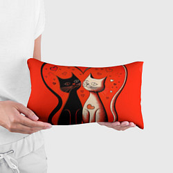 Подушка-антистресс Влюблённые кошки на красном фоне, цвет: 3D-принт — фото 2