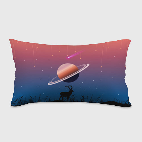 Подушка-антистресс Сатурн на фоне падающих звезд и кометы / 3D-принт – фото 1