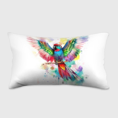 Подушка-антистресс Разноцветный акварельный попугай с расправленными / 3D-принт – фото 1