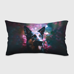 Подушка-антистресс Овчарка в розовых цветах, цвет: 3D-принт