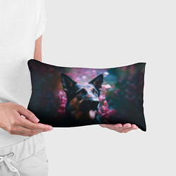 Подушка-антистресс Овчарка в розовых цветах, цвет: 3D-принт — фото 2