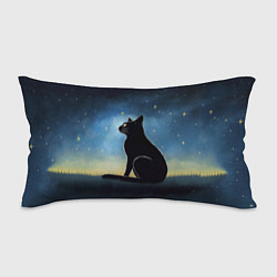 Подушка-антистресс Черный кот и звезды - акварель, цвет: 3D-принт