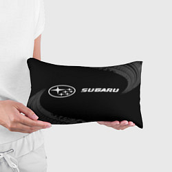 Подушка-антистресс Subaru speed на темном фоне со следами шин: надпис, цвет: 3D-принт — фото 2