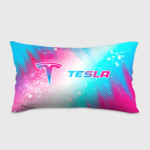 Подушка-антистресс Tesla neon gradient style: надпись и символ / 3D-принт – фото 1