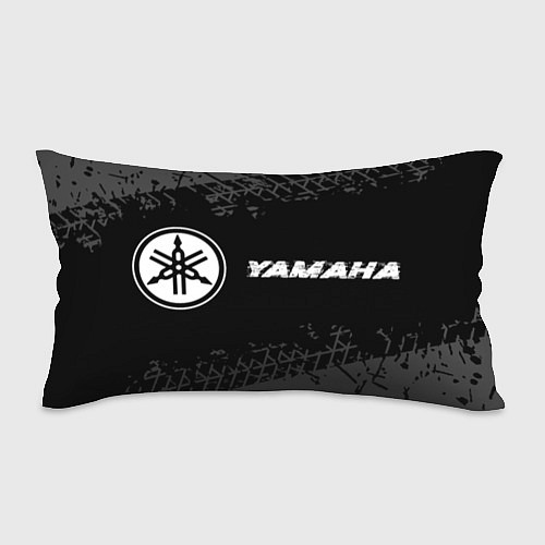 Подушка-антистресс Yamaha speed на темном фоне со следами шин: надпис / 3D-принт – фото 1