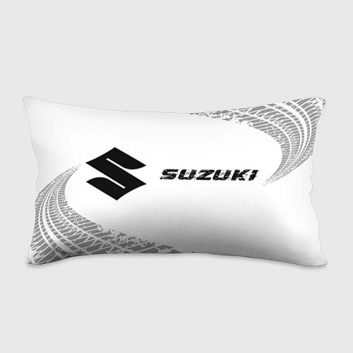 Подушка-антистресс Suzuki speed на светлом фоне со следами шин: надпи / 3D-принт – фото 1