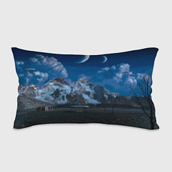 Подушка-антистресс Ночные горы в природе и небо с нло, цвет: 3D-принт