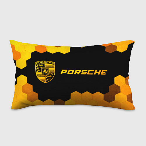 Подушка-антистресс Porsche - gold gradient: надпись и символ / 3D-принт – фото 1