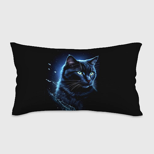 Подушка-антистресс Черный кот - брызги воды / 3D-принт – фото 1