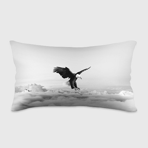 Подушка-антистресс Орёл в облаках черно-белый / 3D-принт – фото 1