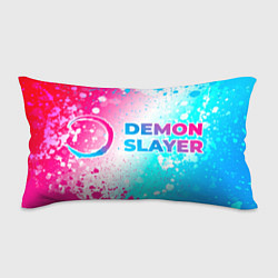 Подушка-антистресс Demon Slayer neon gradient style: надпись и символ