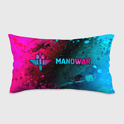 Подушка-антистресс Manowar - neon gradient: надпись и символ, цвет: 3D-принт