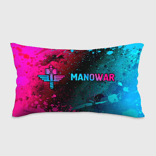 Подушка-антистресс Manowar - neon gradient: надпись и символ / 3D-принт – фото 1