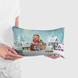 Подушка-антистресс Пес в новогодних подарках, цвет: 3D-принт — фото 2