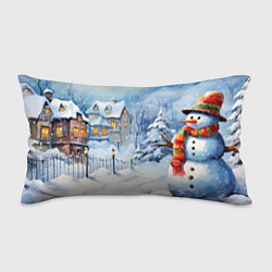 Подушка-антистресс Новогодний снеговик с шарфом, цвет: 3D-принт