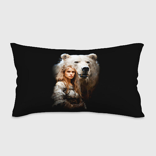 Подушка-антистресс Славянка с большим белым медведем / 3D-принт – фото 1