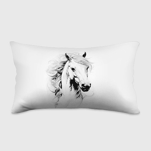 Подушка-антистресс Лошадь белая на ветру / 3D-принт – фото 1