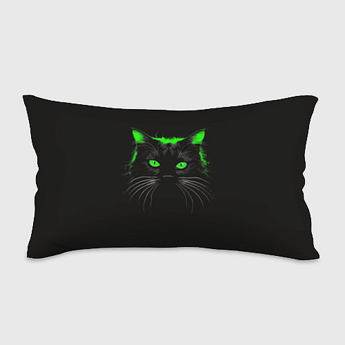 Подушка-антистресс Черный кот в зеленом свечении / 3D-принт – фото 1