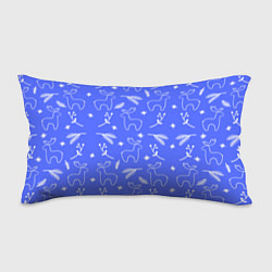 Подушка-антистресс Синий рождественский принт с оленями