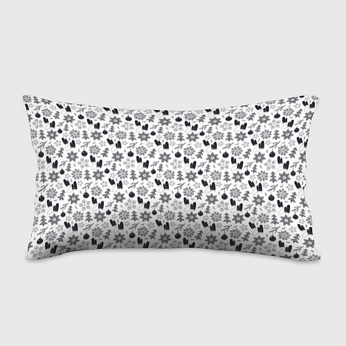 Подушка-антистресс Чёрно - белый новогодний узор / 3D-принт – фото 1