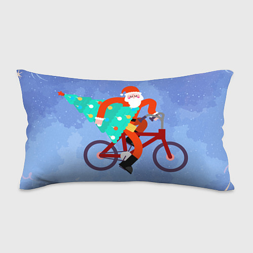 Подушка-антистресс Дед Мороз на велосипеде с елкой / 3D-принт – фото 1