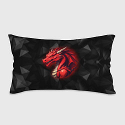 Подушка-антистресс Красный дракон на полигональном черном фоне, цвет: 3D-принт