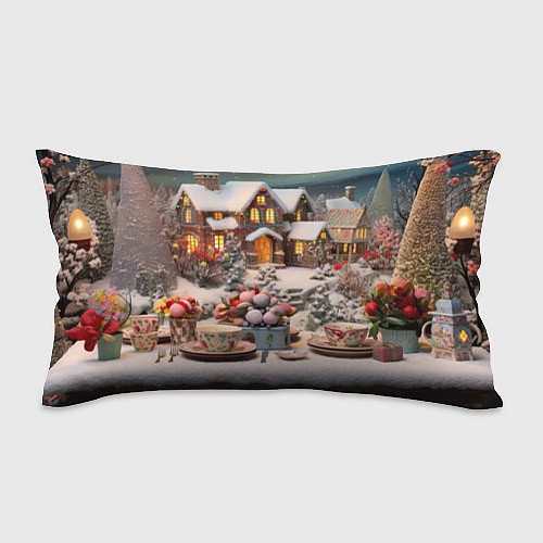 Подушка-антистресс Объемные новогодние домики / 3D-принт – фото 1