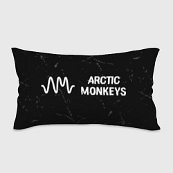 Подушка-антистресс Arctic Monkeys glitch на темном фоне по-горизонтал