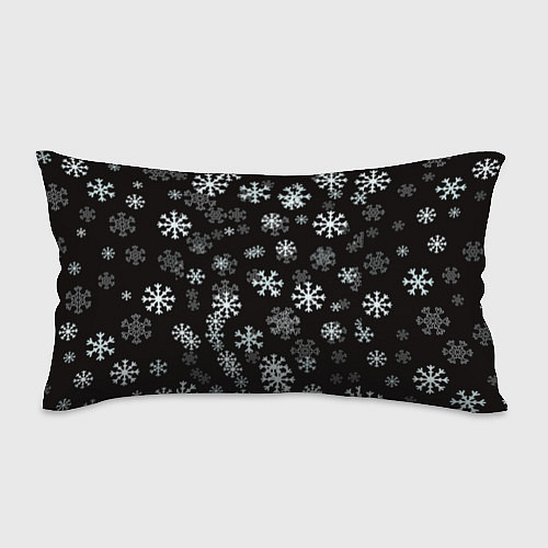 Подушка-антистресс Снежинки белые на черном / 3D-принт – фото 1