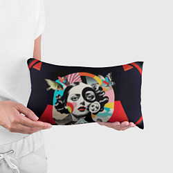 Подушка-антистресс Женщина и животные винтажный коллаж, цвет: 3D-принт — фото 2