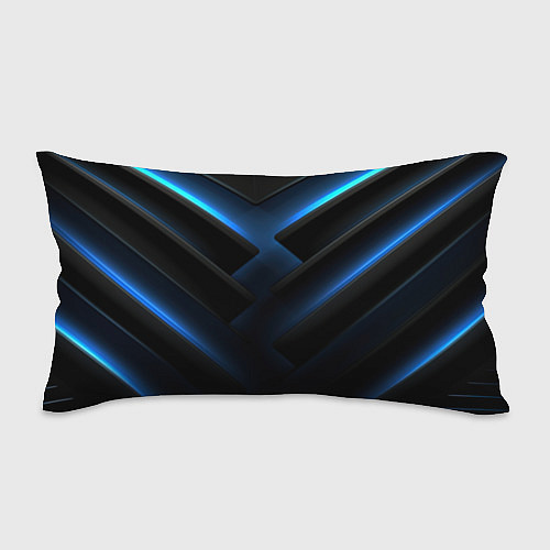 Подушка-антистресс Черный абстрактный фон и синие неоновые вставки / 3D-принт – фото 1