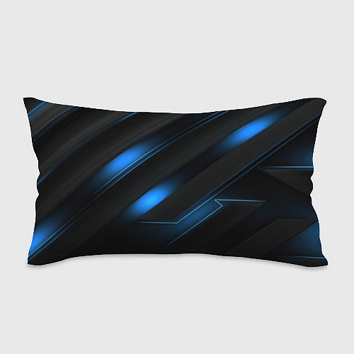 Подушка-антистресс Синий неоновый яркий свет на черном абстрактном фо / 3D-принт – фото 1
